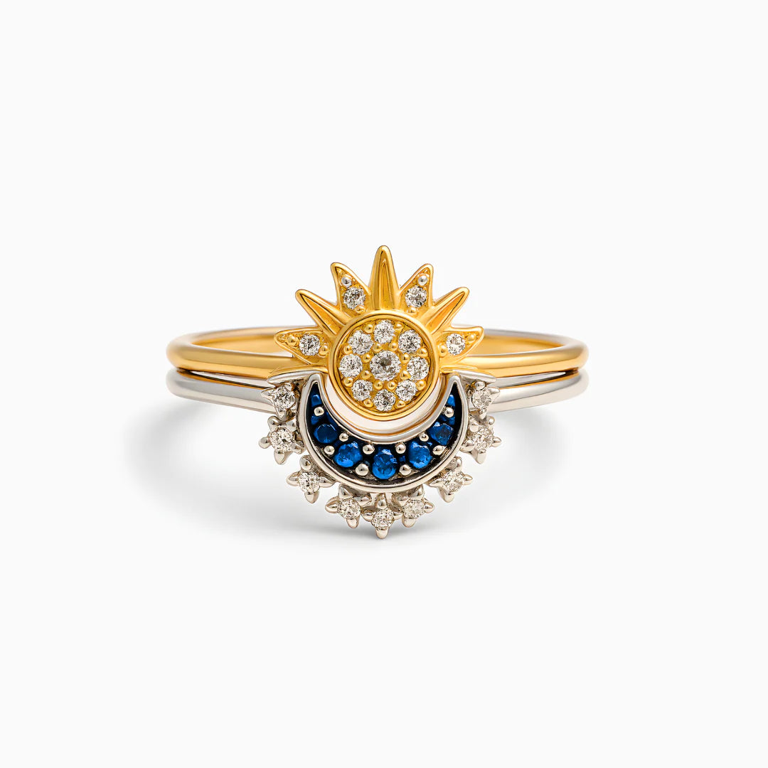 Juego De Anillos De Sol Y Luna De Plata De Ley 925, Anillo A Juego De Sol Y Luna, Joyería De Promesa De Amistad, Tamaño Ajustable, Adecuado Para Mujeres, Regalos De