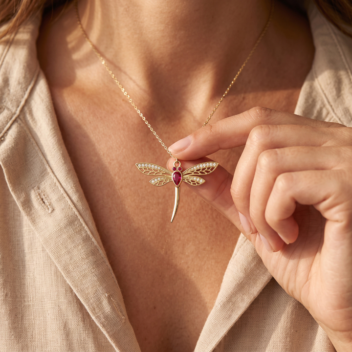 Collar Libélula – Personalizado con Piedra de Nacimiento