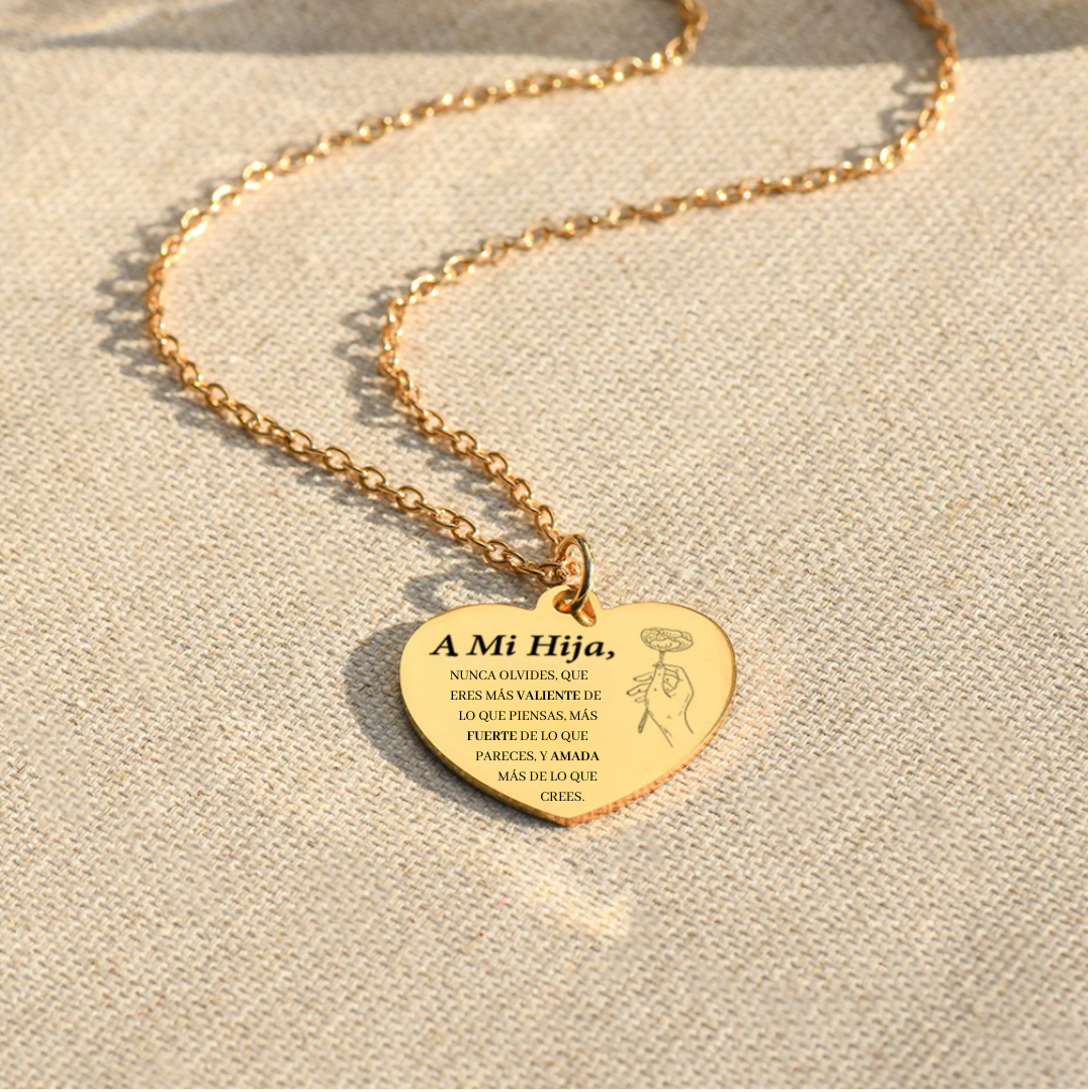 Collar con corazón grabado "Te Amo" -  A mi Hija