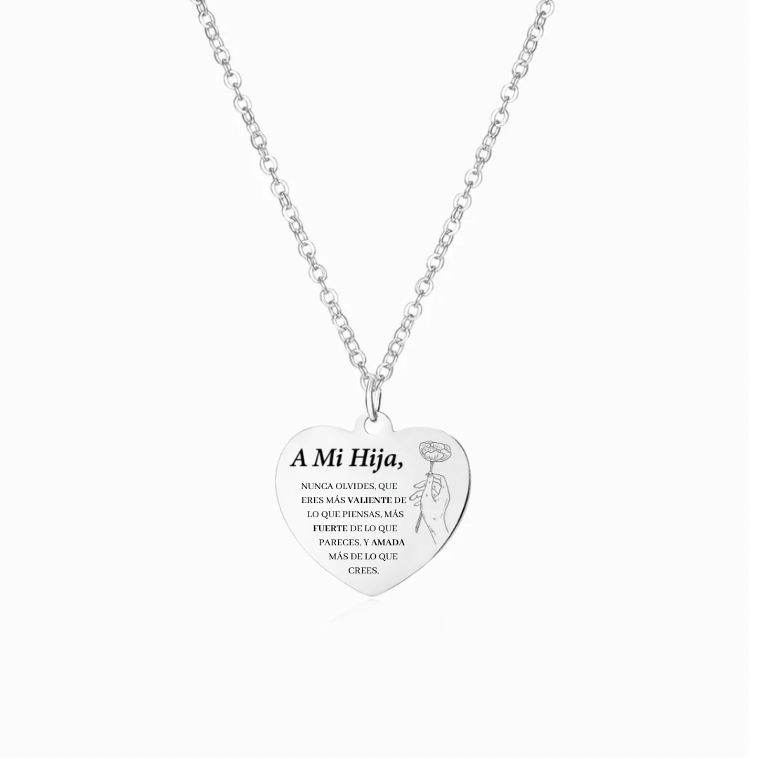 Collar con corazón grabado "Te Amo" -  A mi Hija