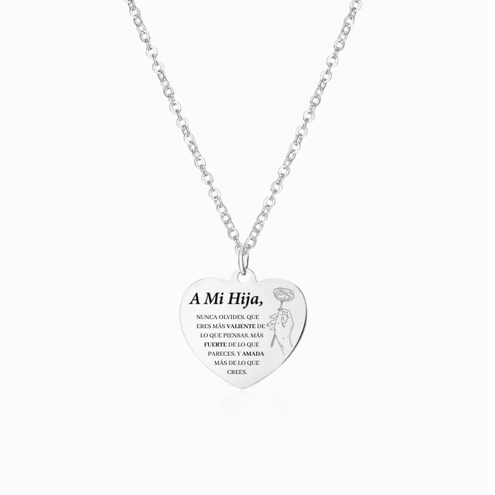 Collar con corazón grabado "Te Amo" -  A mi Hija