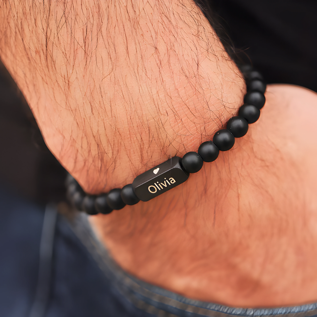 Pulsera Ónix Personalizable – Para Papá