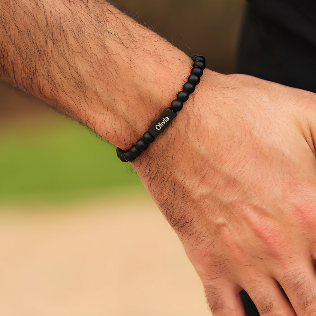 Pulsera Ónix Personalizable – Para Papá