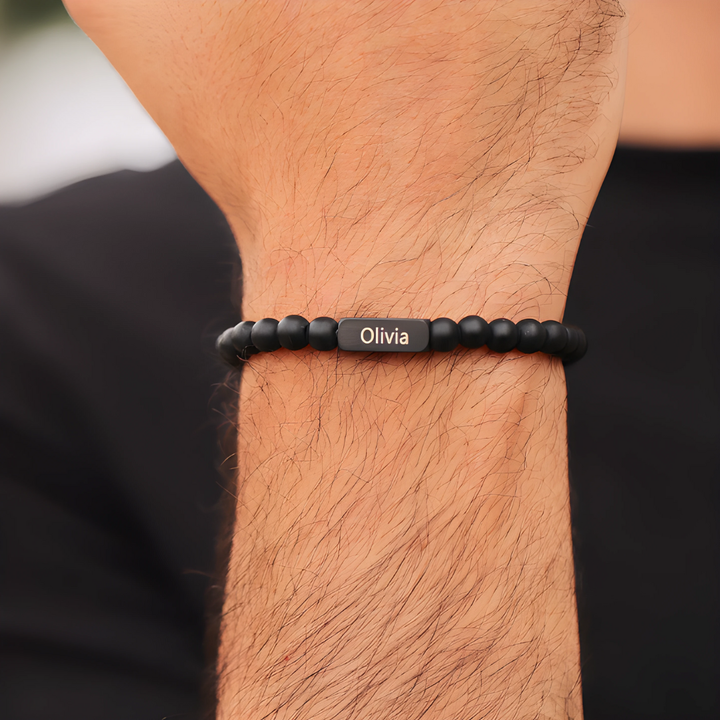 Pulsera Ónix Personalizable – Para Papá