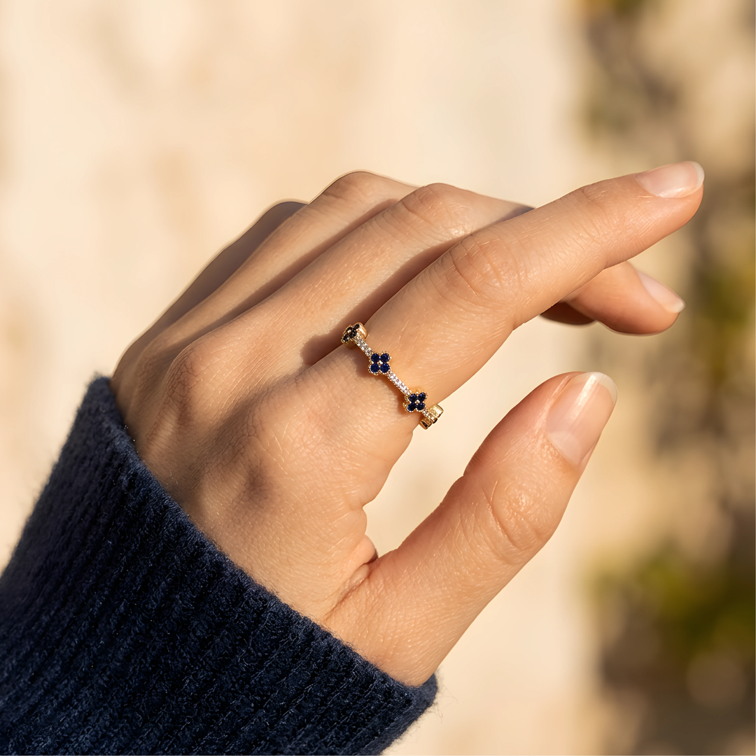 Anillo Trébol Zafiro