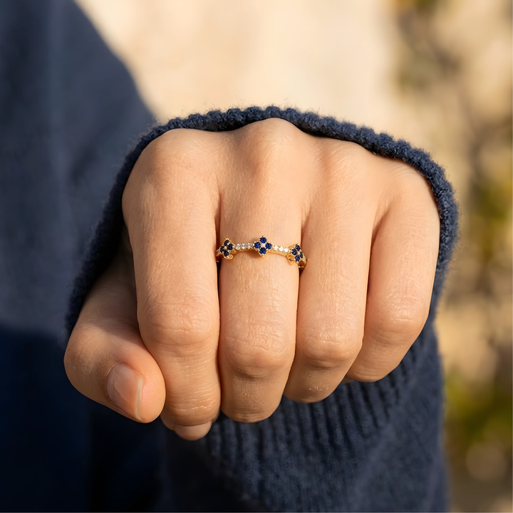 Anillo Trébol Zafiro