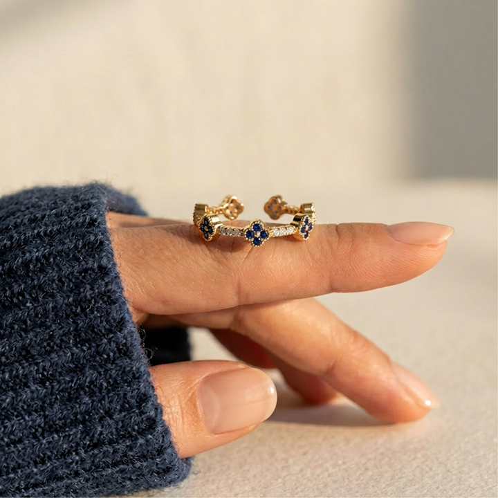 Anillo Trébol Zafiro