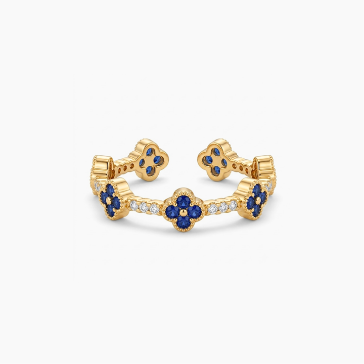 Anillo Trébol Zafiro