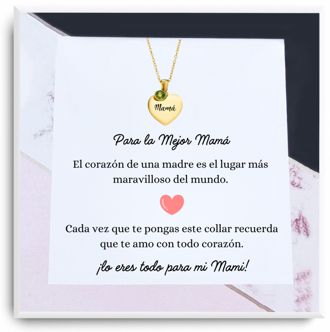 Collar personalizado con piedra de nacimiento - A mi Madre