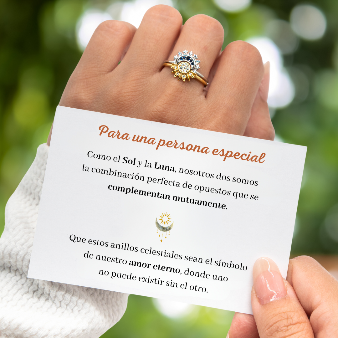 Set de dos Anillos Celestiales Sol Luna