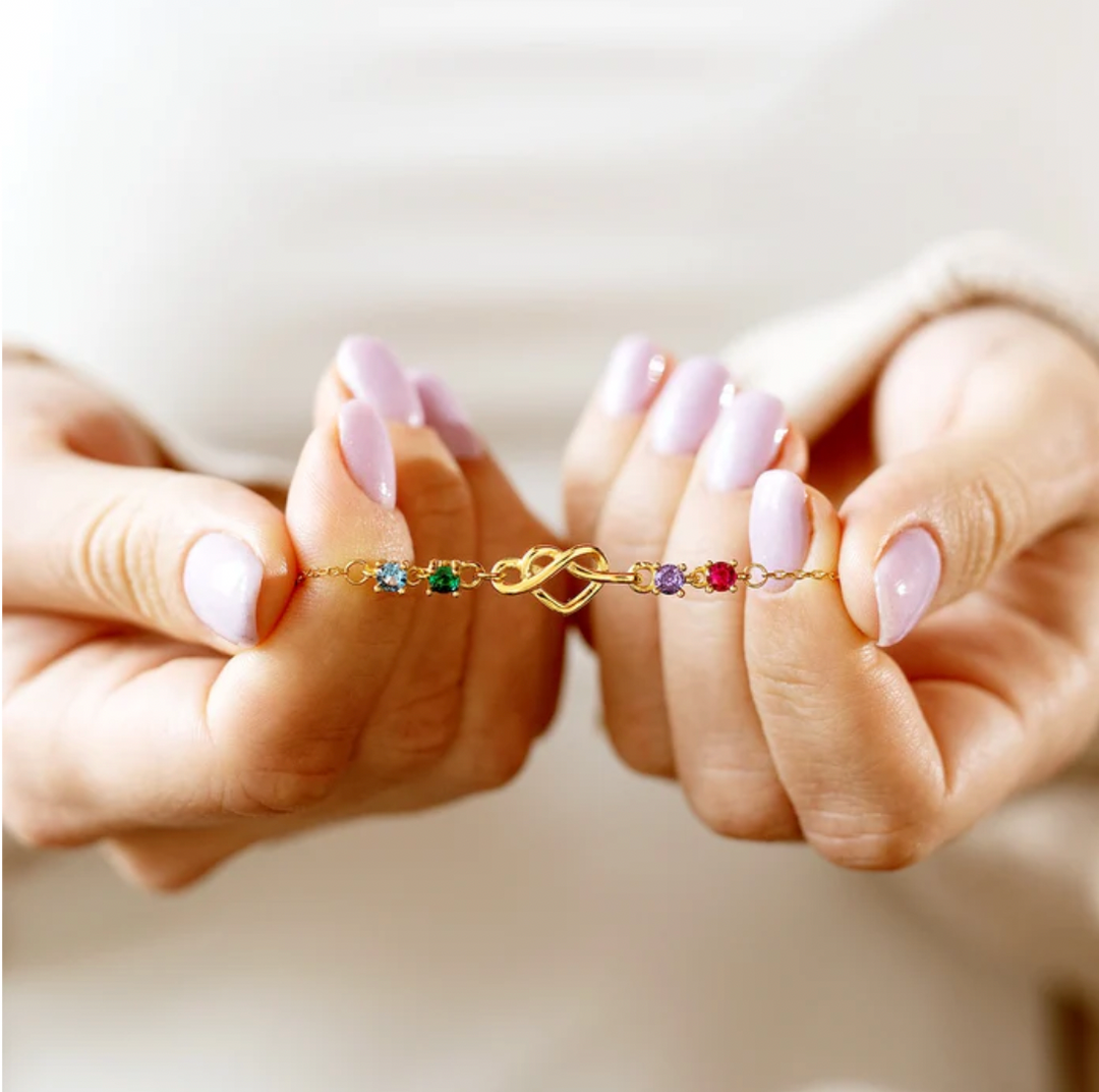 Pulsera Corazón con Piedras de Nacimiento - Amor y Amistad